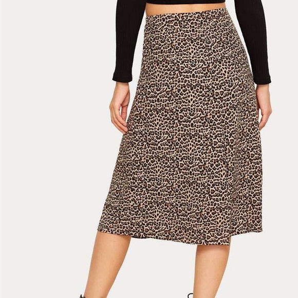 Leopard Slit Midi Skirt - Picture 1 of 3
